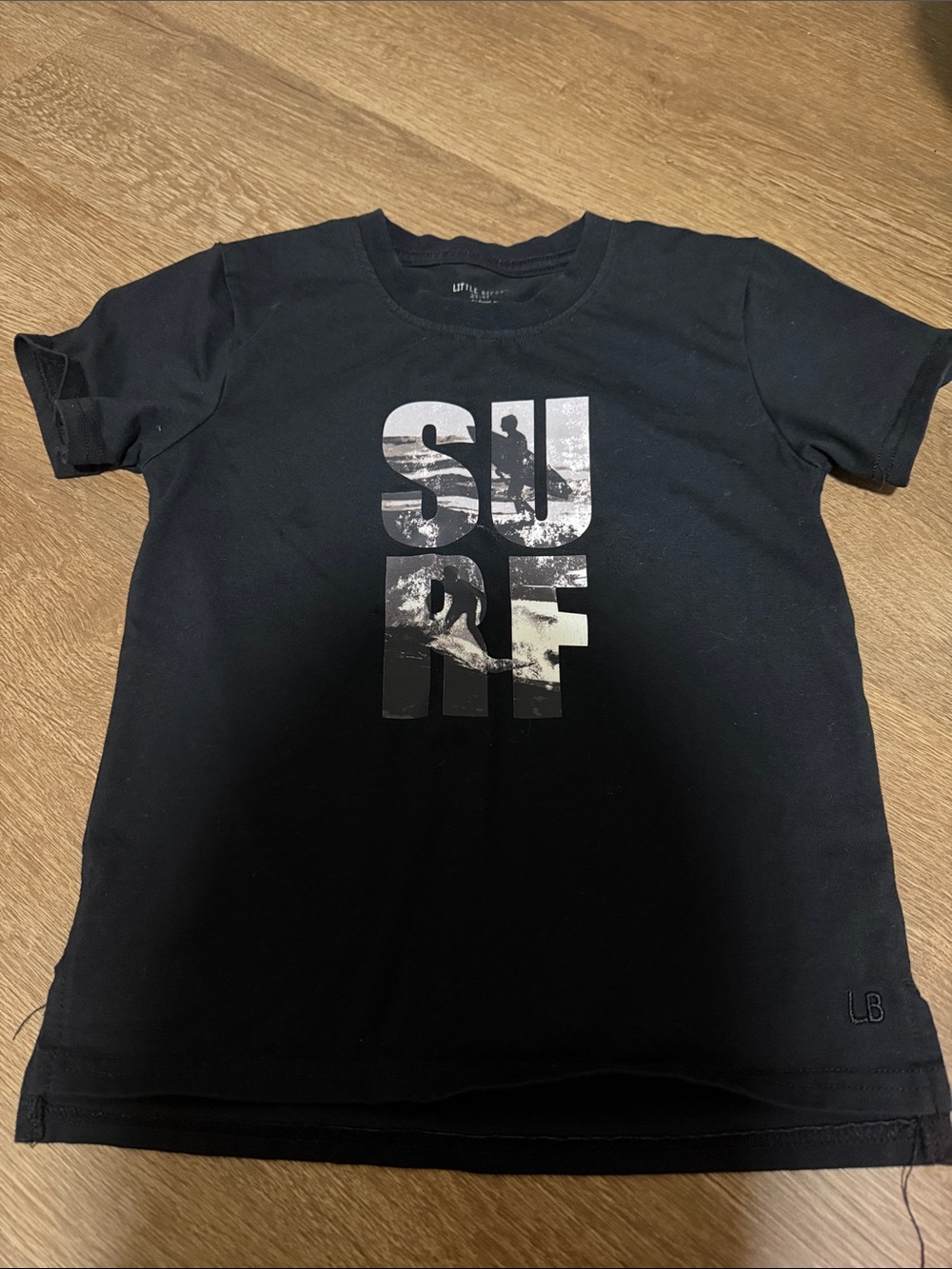 Little Bipsy Black Short-Sleeve Surf Graphic Tee